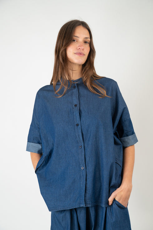 Baumwollbluse Agnes - Denim