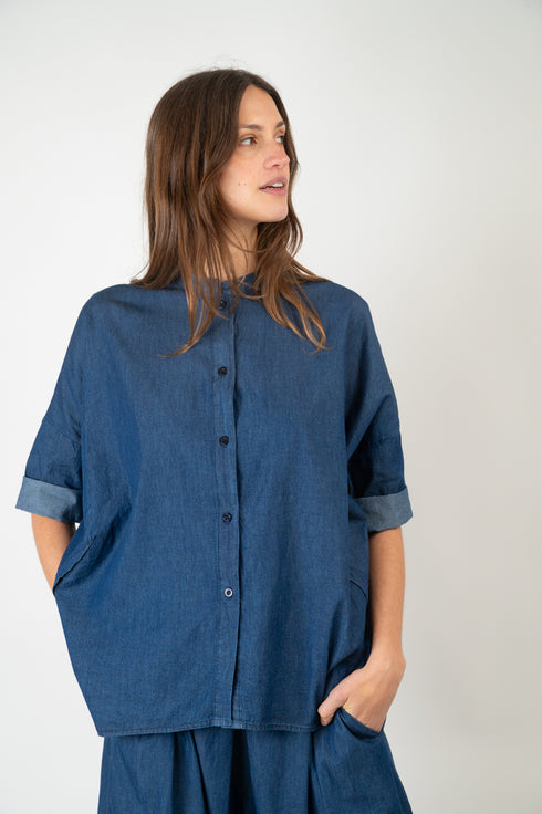 Baumwollbluse Agnes - Denim