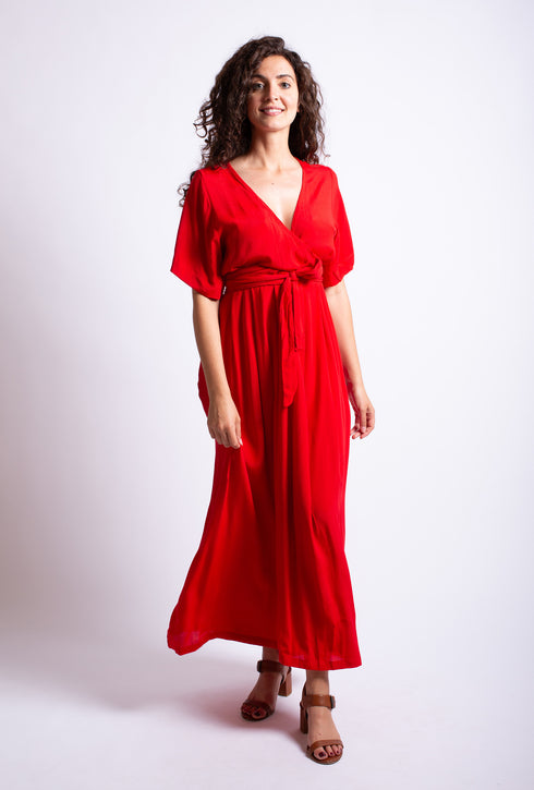 Elegenate's long wrap dress Julie