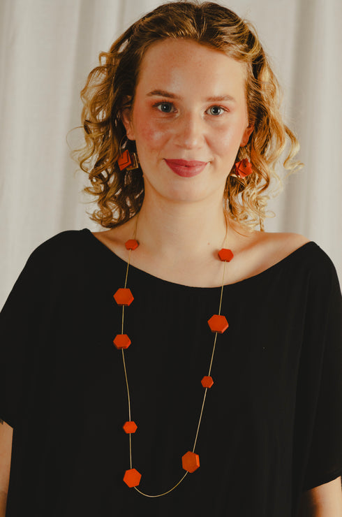 Lidia long geometric necklace