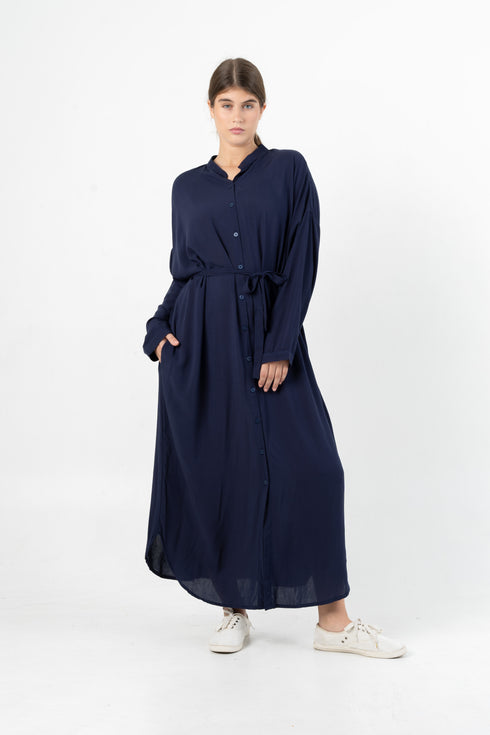 Langärmliges Maxi Hemdkleid Dewana