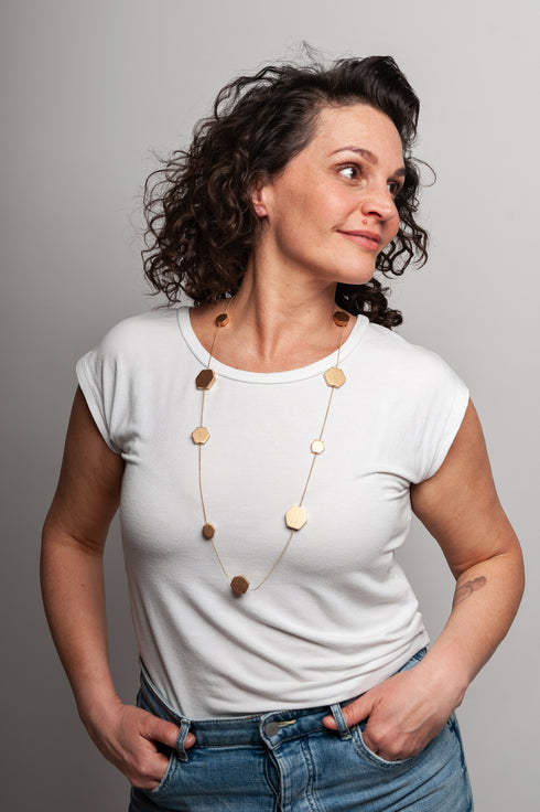 Lange Geometrische Kette Lidia - metalic