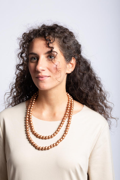 Collana di perle di legno Alison metallic