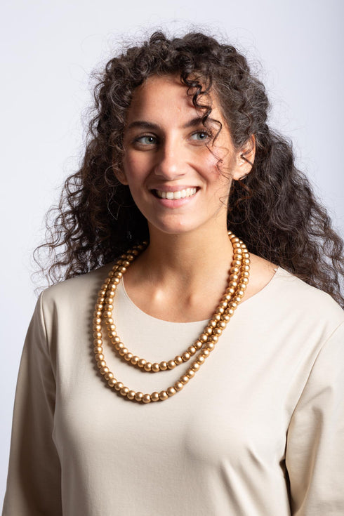 Collana di perle di legno Alison metallic