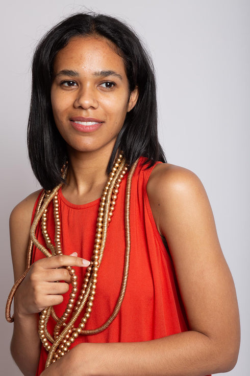 Collana di perle di legno Alison metallic